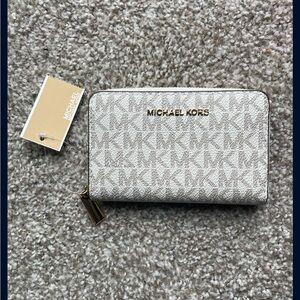 Michael Kors Monogram Wallet in Cream and Gold